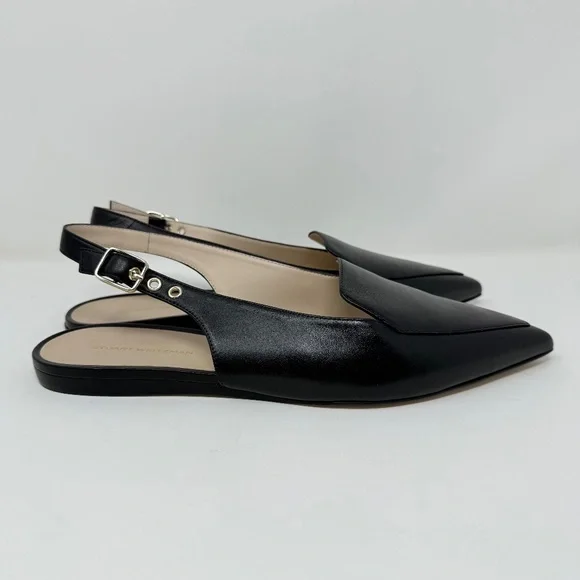 New Stuart Weitzman Ryder Slingback Flat Black Sz 9.5 - Picture 4 of 13